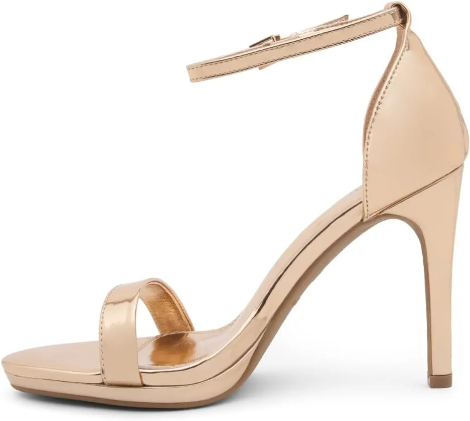 Shoe Land SL-Lovering Women's High Heels Ankle Strap Stilettos, Round Open Toe Strappy Dressy Heeled Sandals – Sexy Heels for Prom Wedding Party and Bridal