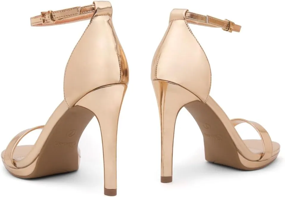 Shoe Land SL-Lovering Women's High Heels Ankle Strap Stilettos, Round Open Toe Strappy Dressy Heeled Sandals – Sexy Heels for Prom Wedding Party and Bridal