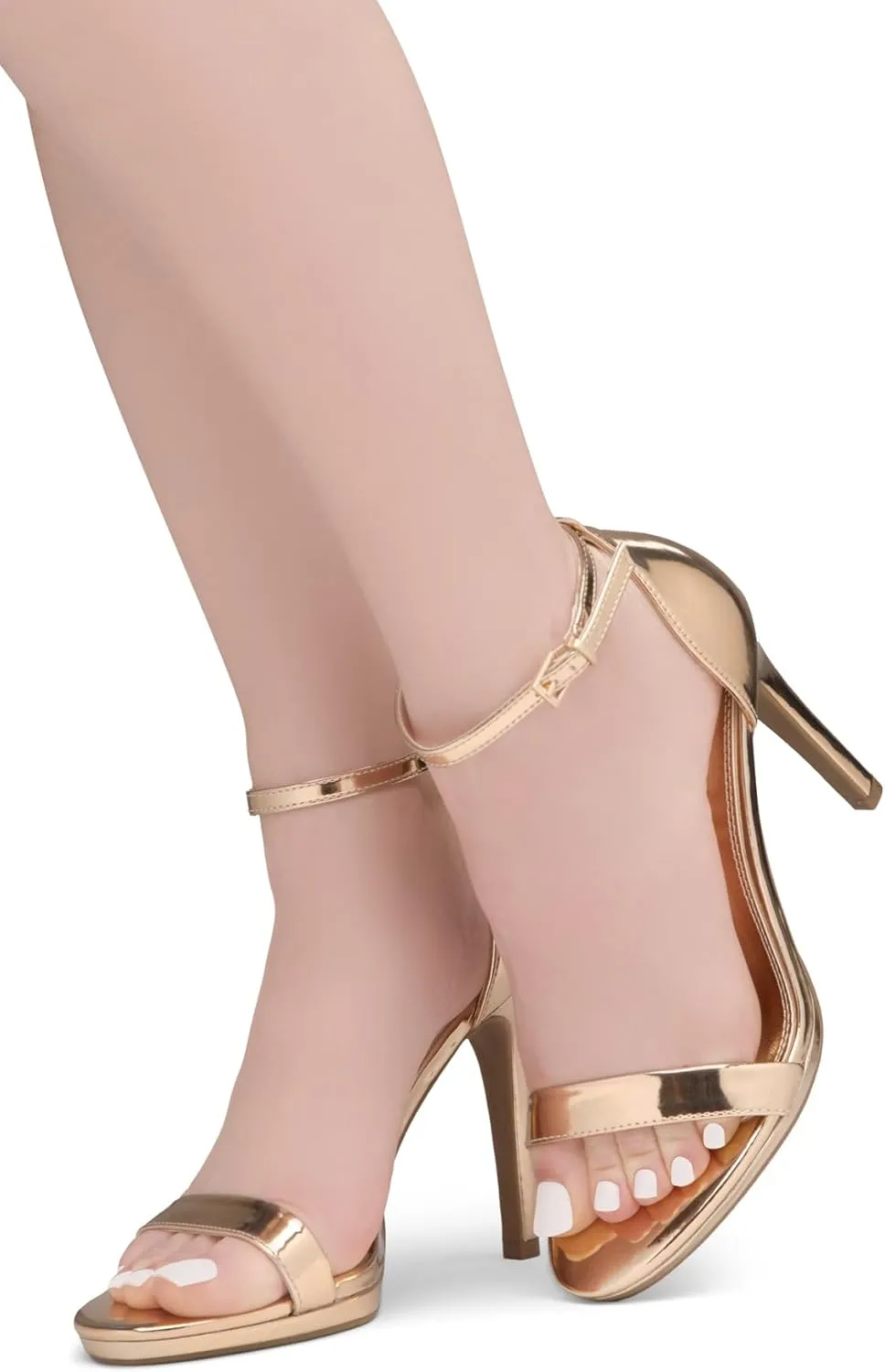 Shoe Land SL-Lovering Women's High Heels Ankle Strap Stilettos, Round Open Toe Strappy Dressy Heeled Sandals – Sexy Heels for Prom Wedding Party and Bridal