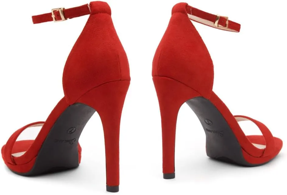 Shoe Land SL-Lovering Women's High Heels Ankle Strap Stilettos, Round Open Toe Strappy Dressy Heeled Sandals – Sexy Heels for Prom Wedding Party and Bridal