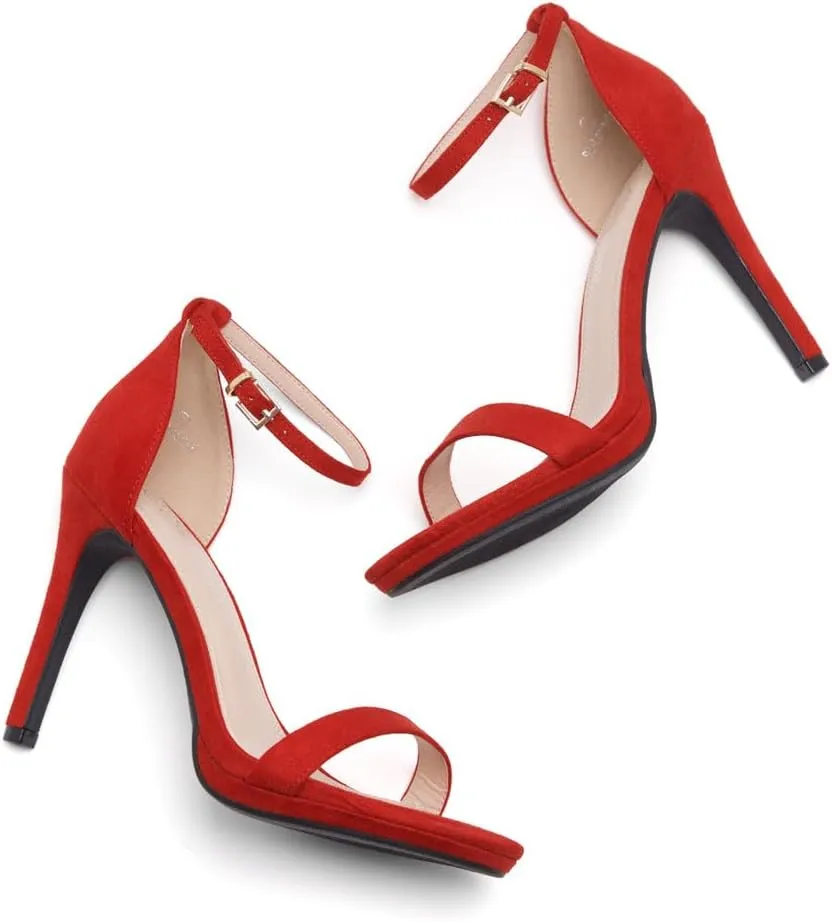 Shoe Land SL-Lovering Women's High Heels Ankle Strap Stilettos, Round Open Toe Strappy Dressy Heeled Sandals – Sexy Heels for Prom Wedding Party and Bridal