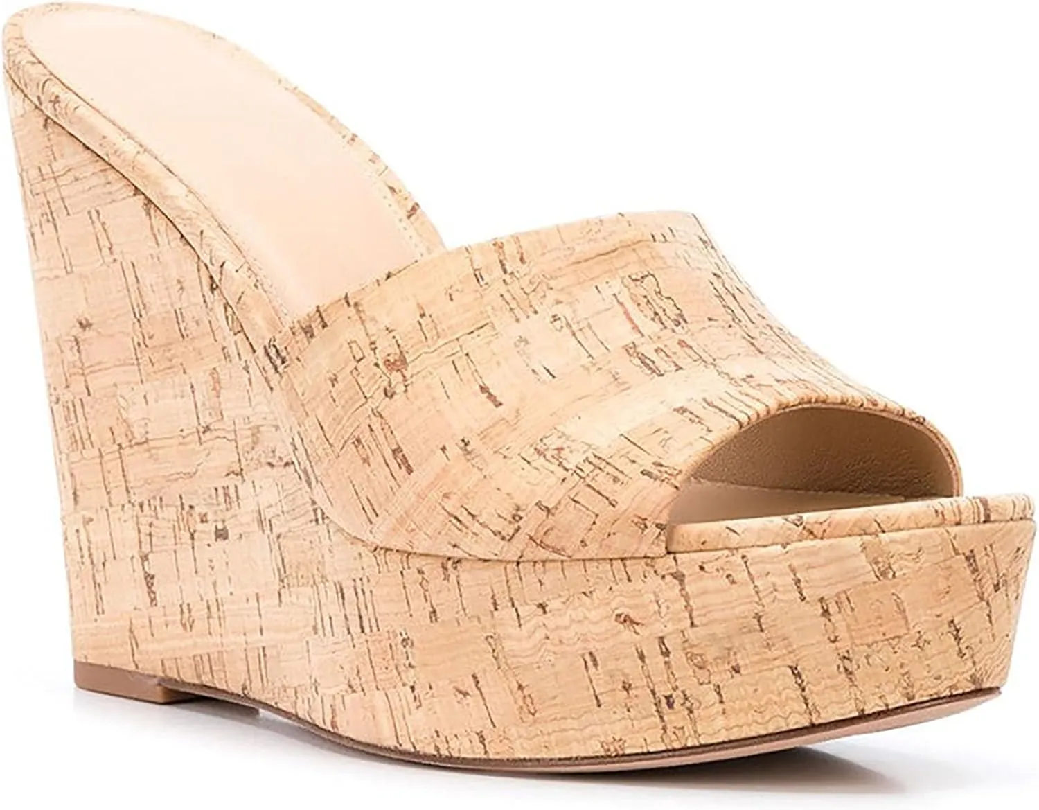 Simple Open Toe Wedge Sandals for Women Cassic Slip On Comfortable Cork Platform High Heels Sandals Fashion Party Dress Summer Wedge Sandals
