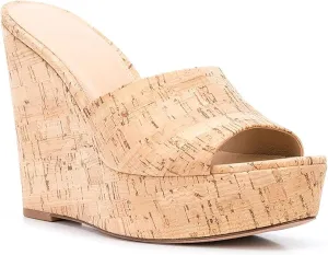 Simple Open Toe Wedge Sandals for Women Cassic Slip On Comfortable Cork Platform High Heels Sandals Fashion Party Dress Summer Wedge Sandals