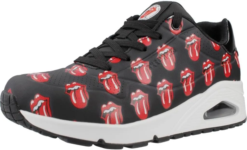 Skechers Women's X Uno Rolling Stones Black/Red Low Top Sneaker Shoes