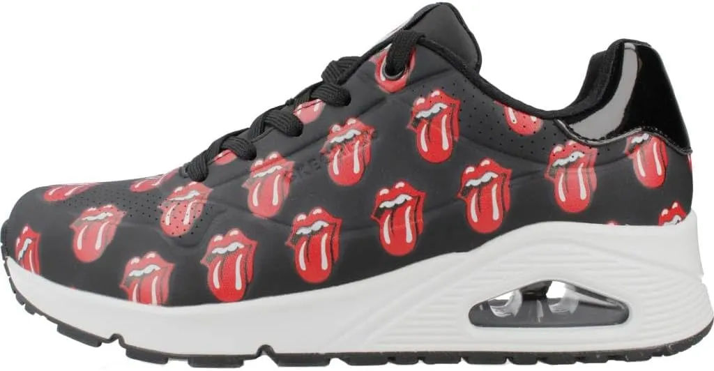 Skechers Women's X Uno Rolling Stones Black/Red Low Top Sneaker Shoes