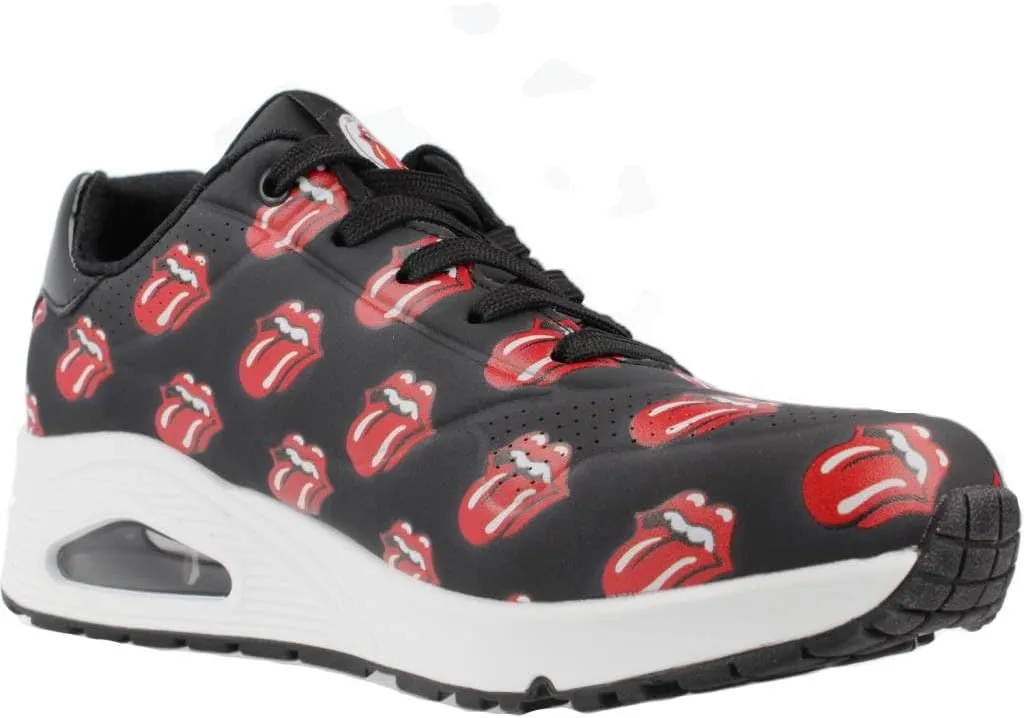 Skechers Women's X Uno Rolling Stones Black/Red Low Top Sneaker Shoes