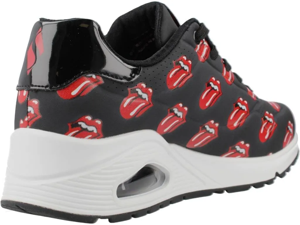 Skechers Women's X Uno Rolling Stones Black/Red Low Top Sneaker Shoes