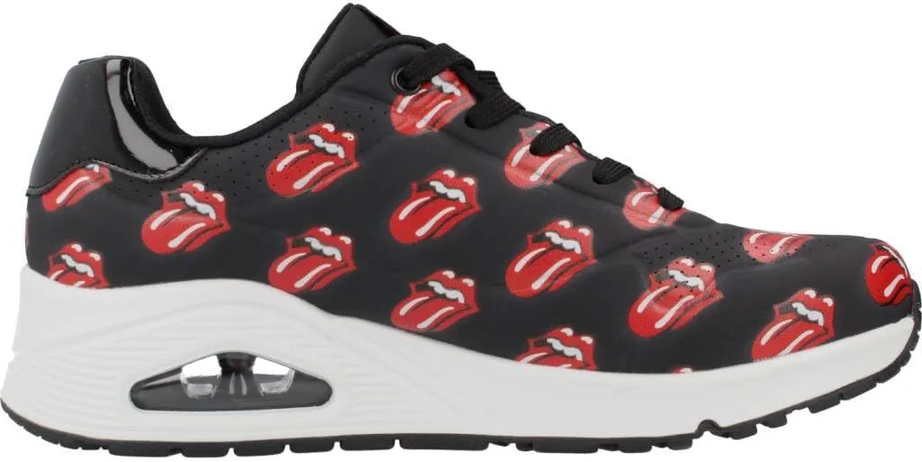Skechers Women's X Uno Rolling Stones Black/Red Low Top Sneaker Shoes