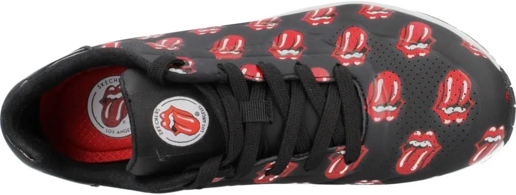 Skechers Women's X Uno Rolling Stones Black/Red Low Top Sneaker Shoes