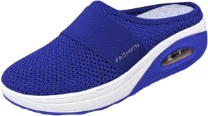 Slip On Mules for Womens Breathable Mesh Walking Mules Sneakers Slip-On Open Back Mule Outdoor Casual Non Slip Orthopedic Sneakers with Arch Support Comfy Slippers Slides Closed Toe