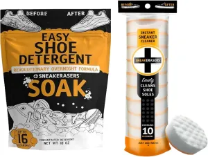 SneakERASERS Instant Midsole and Sneaker Cleaner, Premium, Disposable, Dual-Sided Sponge for Cleaning, SneakERASERS Overnight Soak, Shoe and Sneaker Cleaner