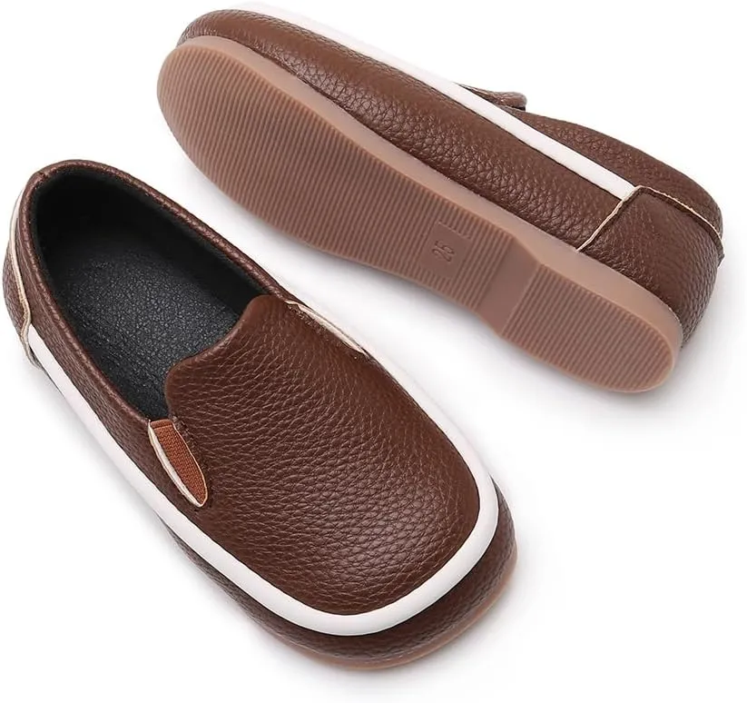 SOFMUO Toddler Boys Girls Loafers Slip On Little Kids Oxford Dress Flats Casual Boat Shoes School Uniform Moccasin Daily Walking Shoes