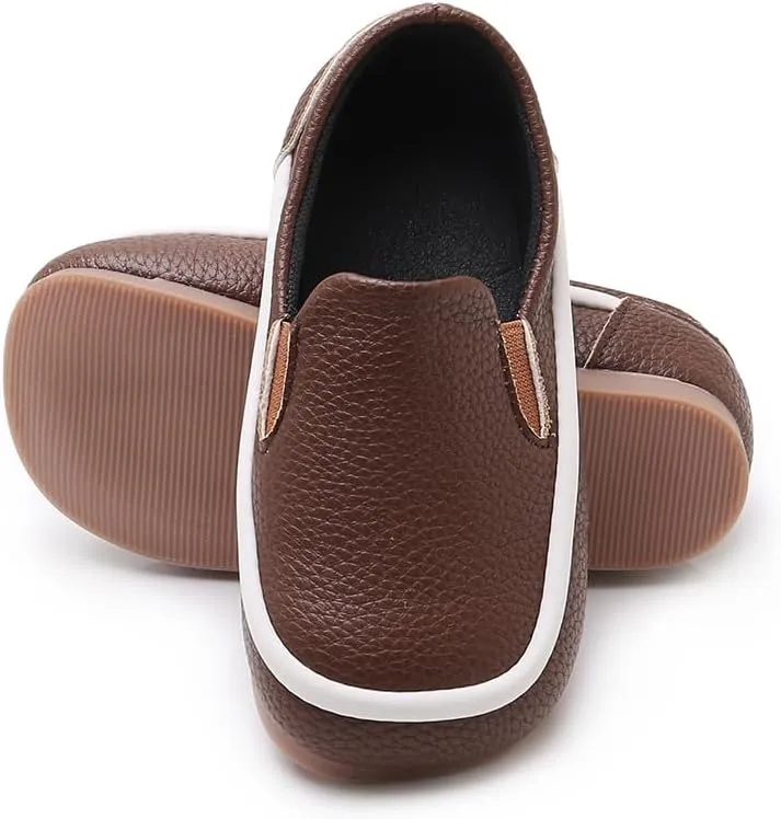 SOFMUO Toddler Boys Girls Loafers Slip On Little Kids Oxford Dress Flats Casual Boat Shoes School Uniform Moccasin Daily Walking Shoes