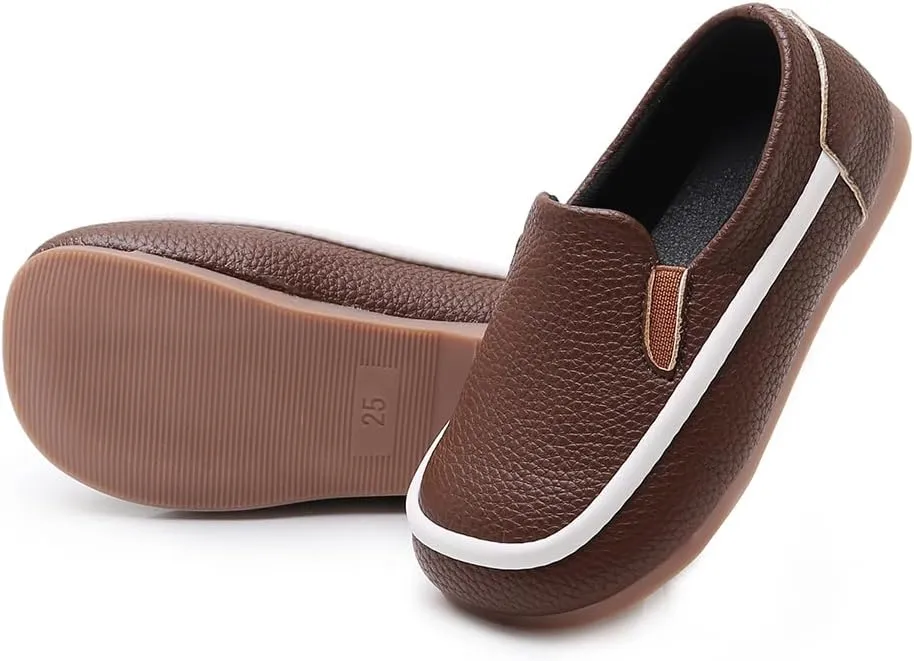 SOFMUO Toddler Boys Girls Loafers Slip On Little Kids Oxford Dress Flats Casual Boat Shoes School Uniform Moccasin Daily Walking Shoes
