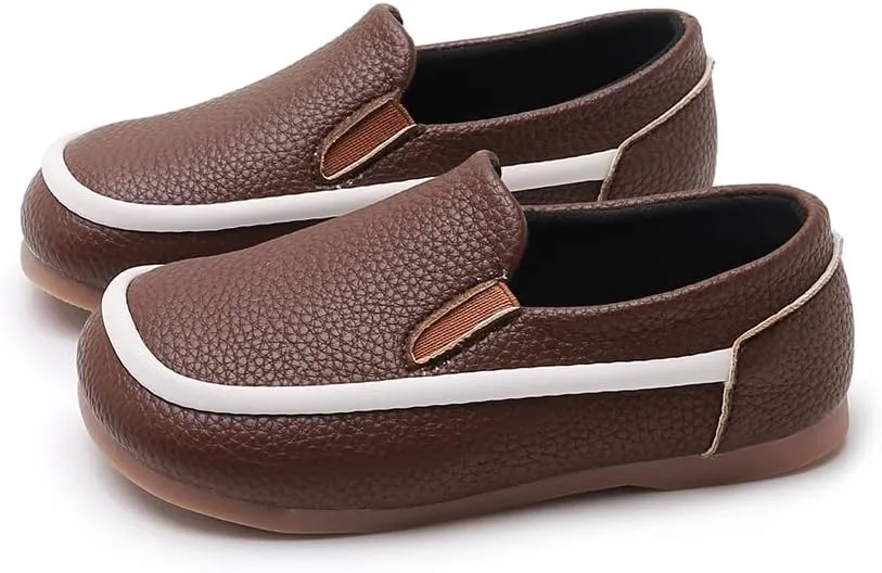 SOFMUO Toddler Boys Girls Loafers Slip On Little Kids Oxford Dress Flats Casual Boat Shoes School Uniform Moccasin Daily Walking Shoes