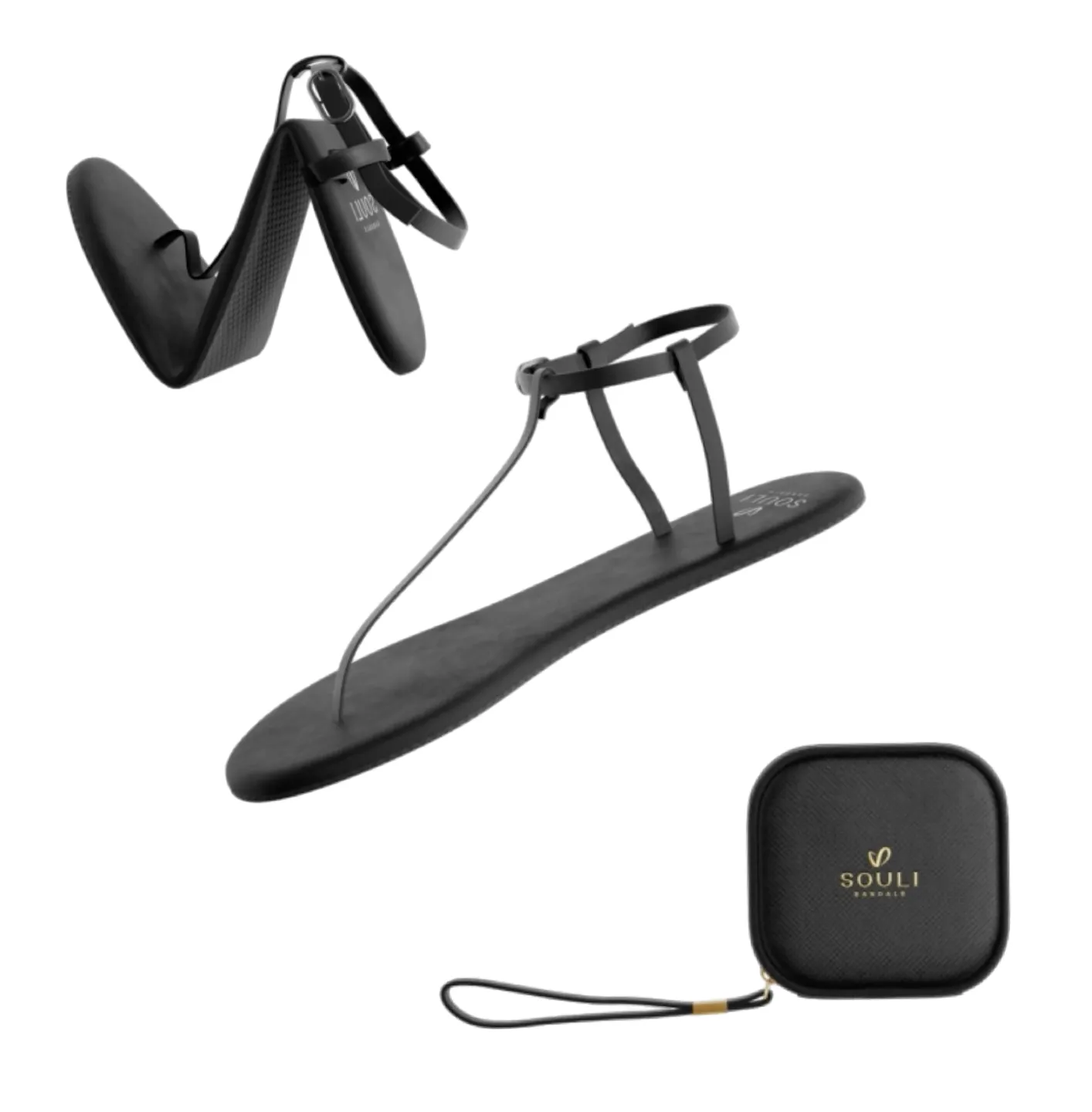 Souli Soft Strides w/ Case │ Thin Sole │  Vegan Suede Footbed w/ Leather Straps
