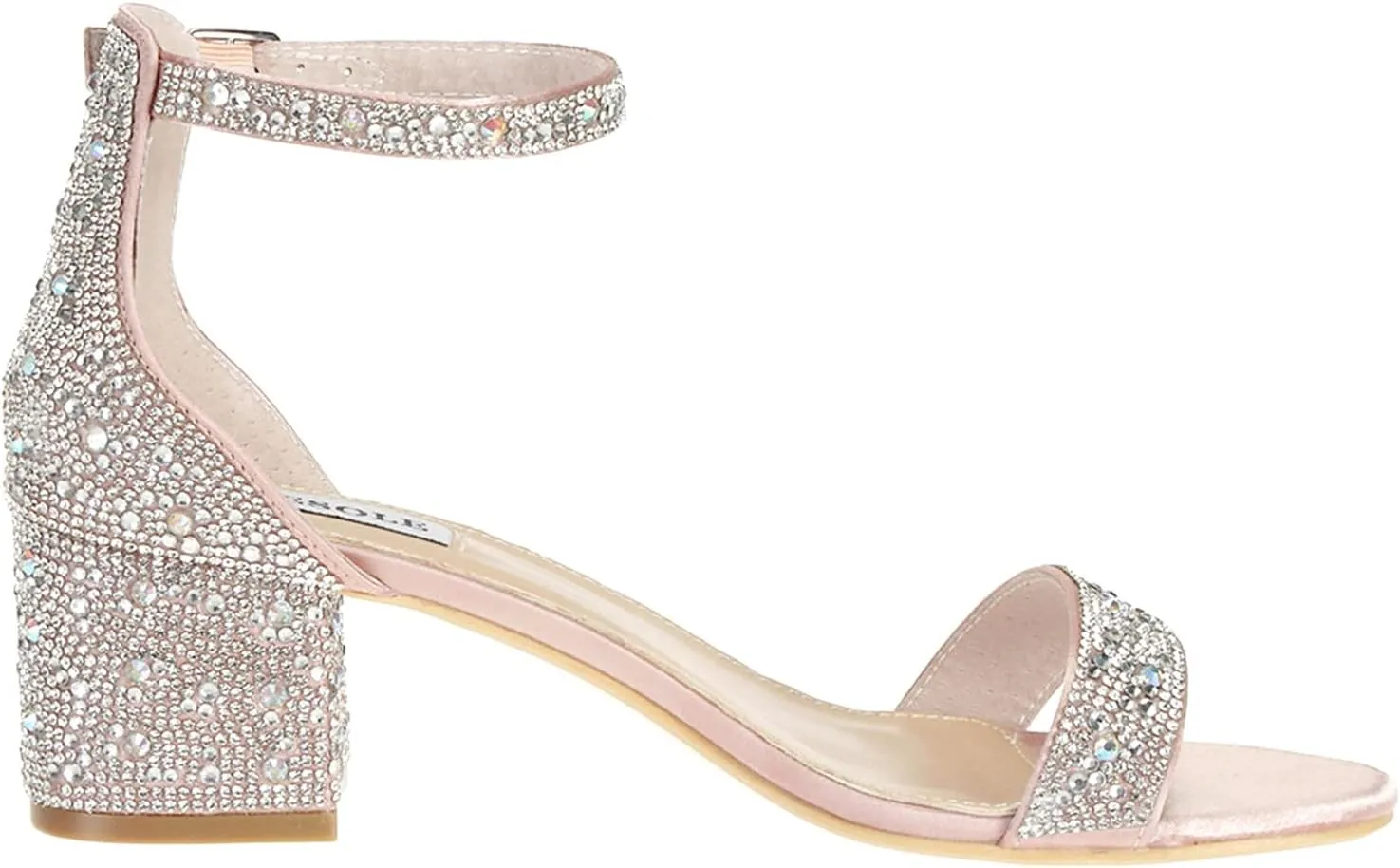 Sparkly Sandals Women Rhinestone Heels Wedding Shoes for Bride Low Block Strappy Heels Gold Glitter