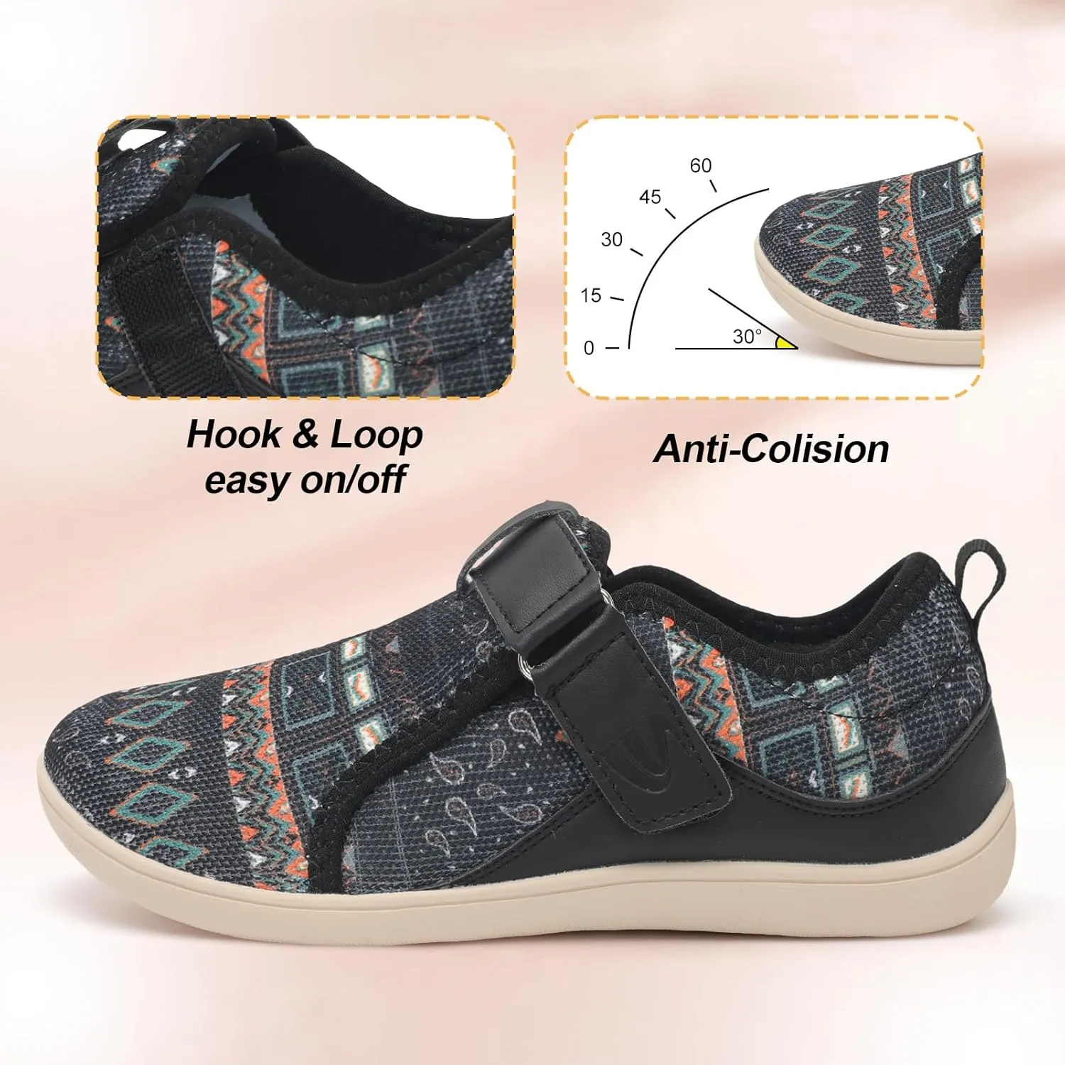 Spesoul Wide Womens Walking Shoes Adjustable Diabetic Shoes Breathable Zero Drop Barefoot Shoe Neuropathy Edema Nursing Shoe Wide Width Sneakers