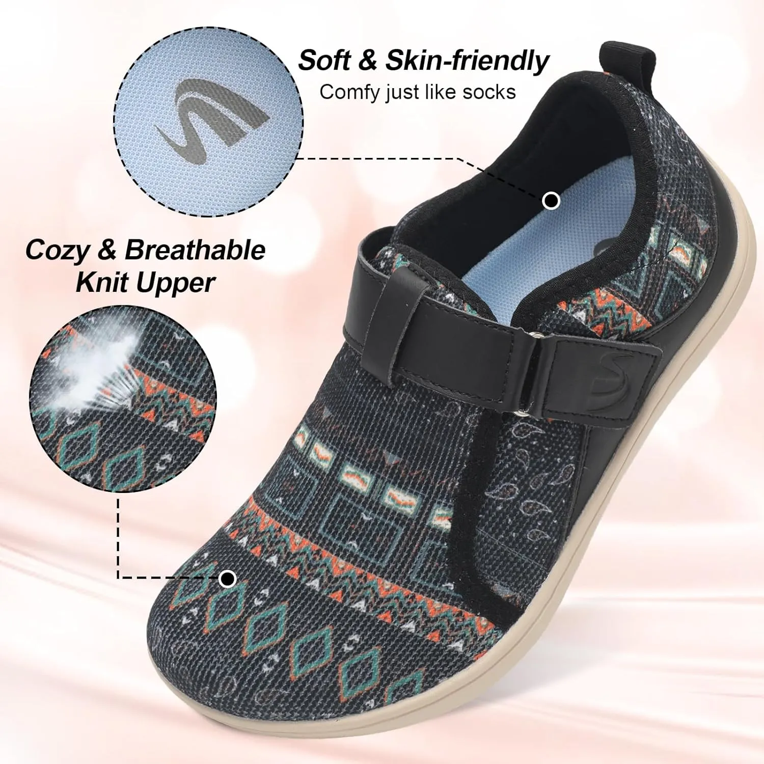 Spesoul Wide Womens Walking Shoes Adjustable Diabetic Shoes Breathable Zero Drop Barefoot Shoe Neuropathy Edema Nursing Shoe Wide Width Sneakers