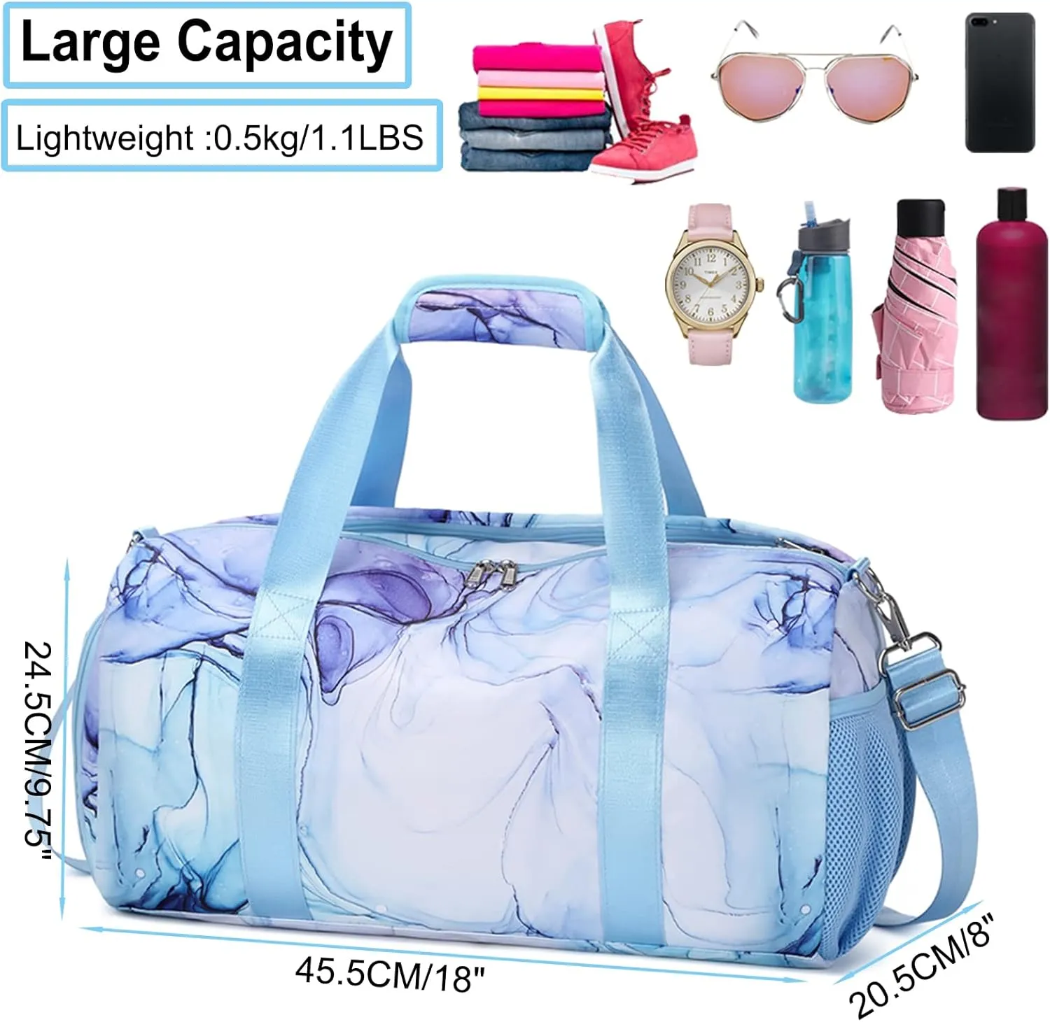 Sports Duffel for Girls Dance Bag Girls Duffle Weekender Bags Teen Gym Travel Ballet Bag with Shoe Compartments