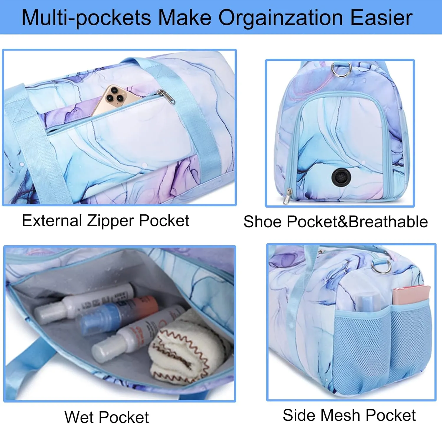 Sports Duffel for Girls Dance Bag Girls Duffle Weekender Bags Teen Gym Travel Ballet Bag with Shoe Compartments