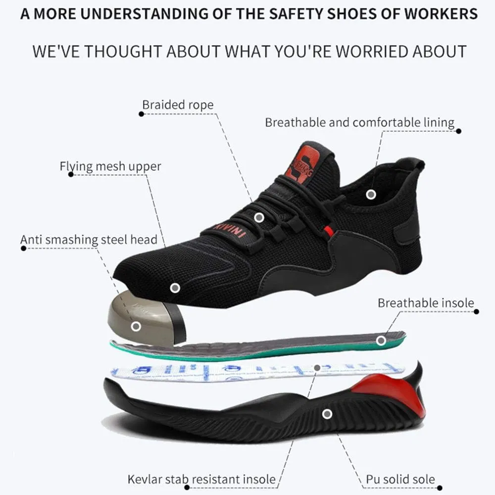 Steel Toe Shoes for Men Women Safety Shoes Work Sneakers Breathable Lightweight Industrial & Construction Shoe