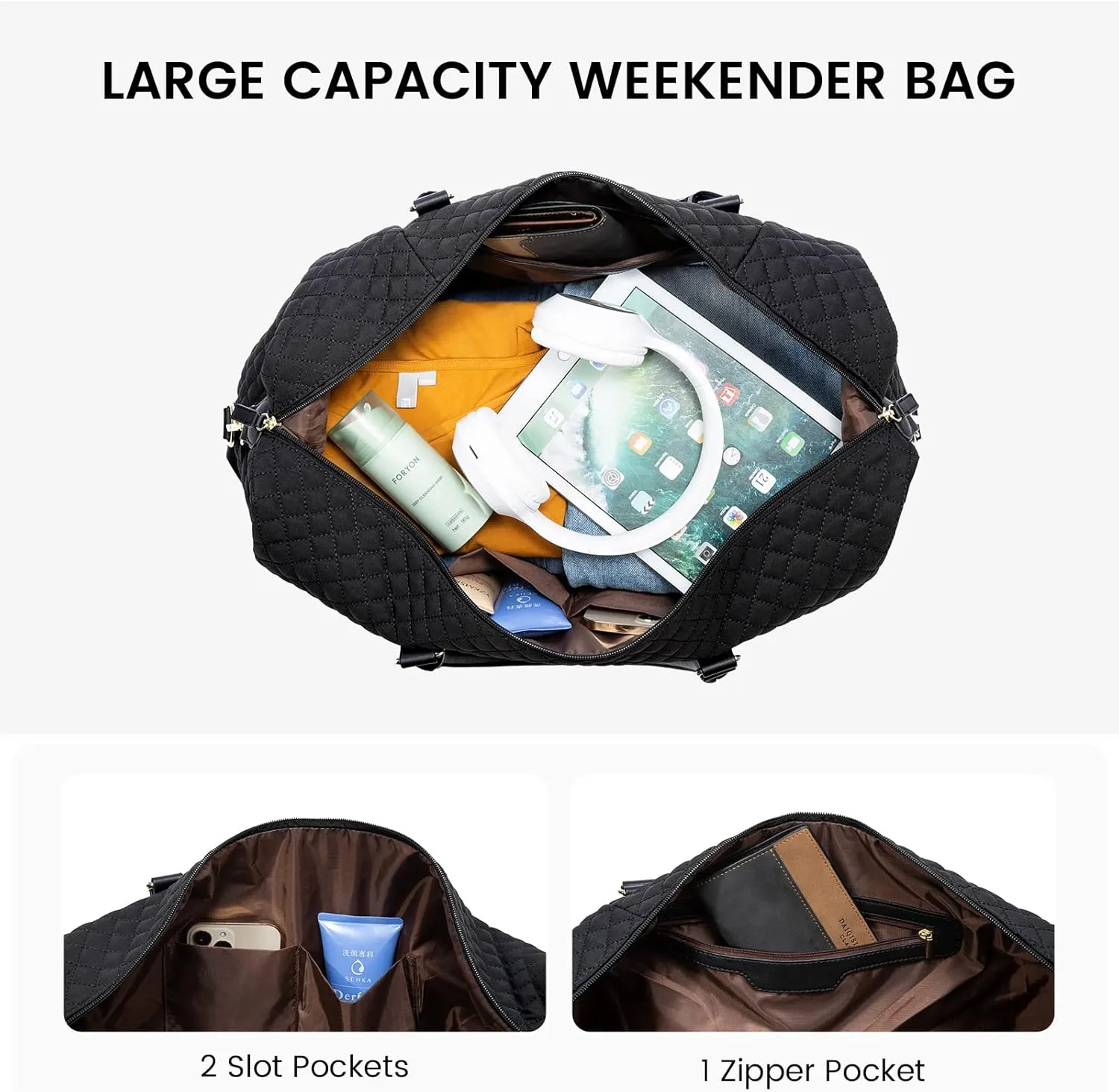 Sucipi Weekender Bags for Women Canvas Travel Duffle Bag with Shoe Compartment Overnight Bag Carry on Gym Duffel with Toiletry Bag for Traveling Weekend Hospital Bags for Labor and Delivery