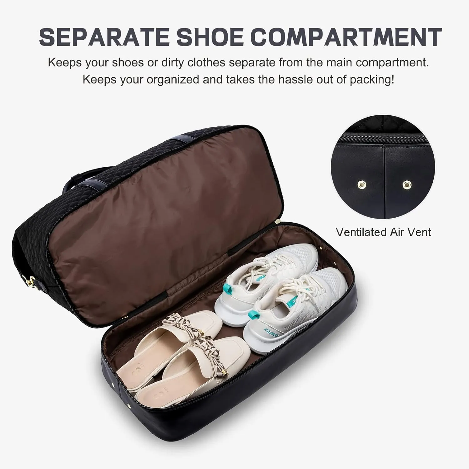 Sucipi Weekender Bags for Women Canvas Travel Duffle Bag with Shoe Compartment Overnight Bag Carry on Gym Duffel with Toiletry Bag for Traveling Weekend Hospital Bags for Labor and Delivery