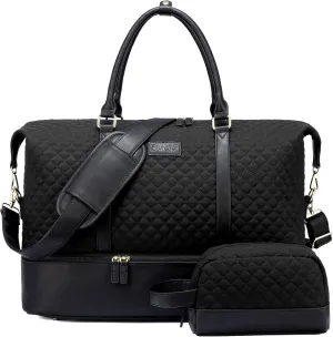 Sucipi Weekender Bags for Women Canvas Travel Duffle Bag with Shoe Compartment Overnight Bag Carry on Gym Duffel with Toiletry Bag for Traveling Weekend Hospital Bags for Labor and Delivery