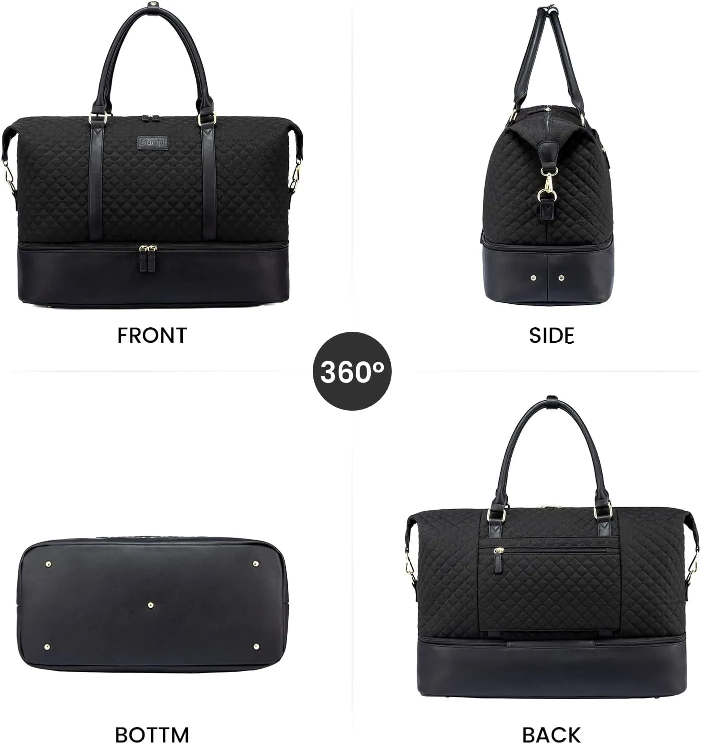 Sucipi Weekender Bags for Women Canvas Travel Duffle Bag with Shoe Compartment Overnight Bag Carry on Gym Duffel with Toiletry Bag for Traveling Weekend Hospital Bags for Labor and Delivery