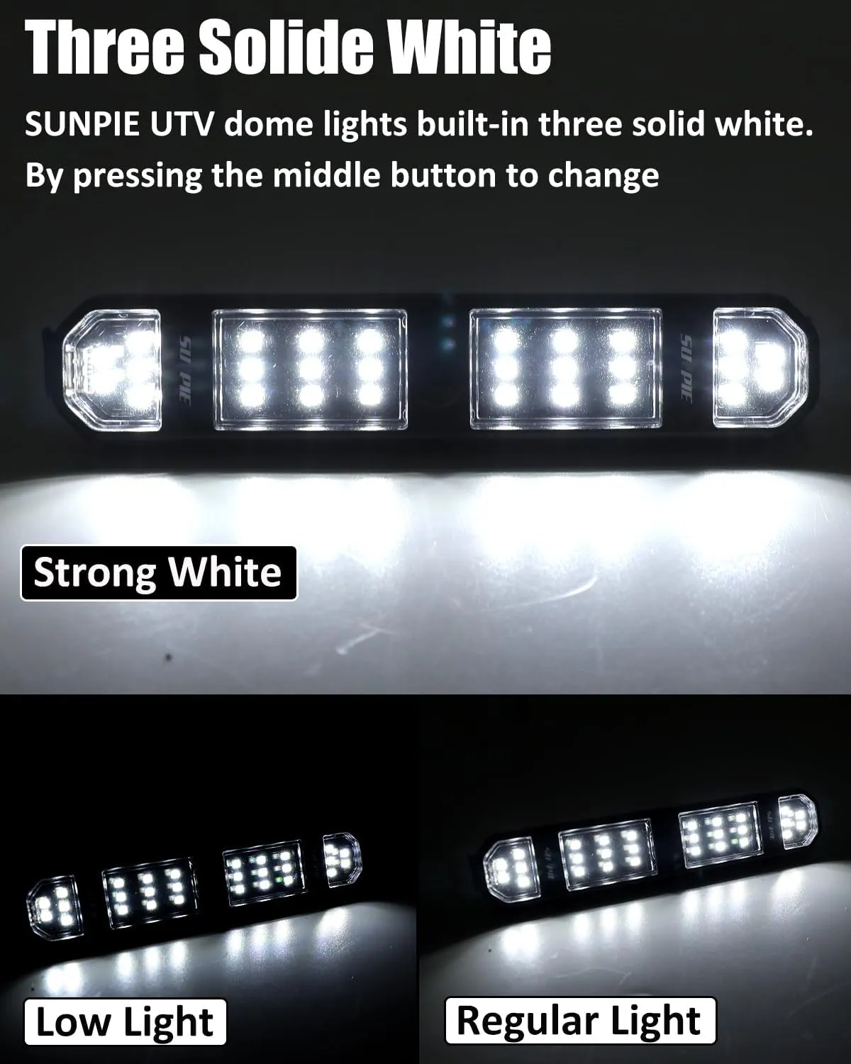 SUNPIE UTV Dome Light Universal Roll Bar Lights w/Magnetic, Rechargeable Interior Light for Polaris Canam Pioneer/Talon Kawasaki Mule/Teryx Arctic Jeep Wrangle All Model, White LED