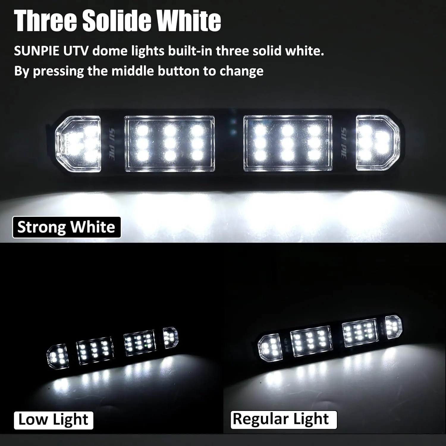 SUNPIE UTV Interior Light w/Recharge & Magnet Universal SXS Dome Light Compatible with Polaris Can am Pioneer/Talon Kawasaki Mule/Teryx Arctic Cat Jeep Wrangle All Model ATV Truck Tractor