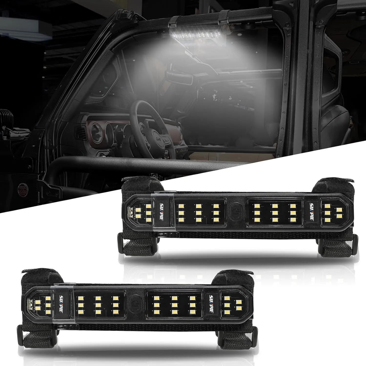 SUNPIE UTV Interior Light w/Recharge & Magnet Universal SXS Dome Light Compatible with Polaris Can am Pioneer/Talon Kawasaki Mule/Teryx Arctic Cat Jeep Wrangle All Model ATV Truck Tractor