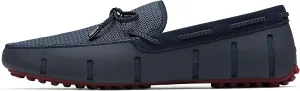 SWIMS Mens Deluxe Loafers, Braided Lace Shoes for Men, Casual Beach Loafer, Comfortable Summer Shoe, Stylish Lightweight Walking Footwear(Navy/Red,8.5)