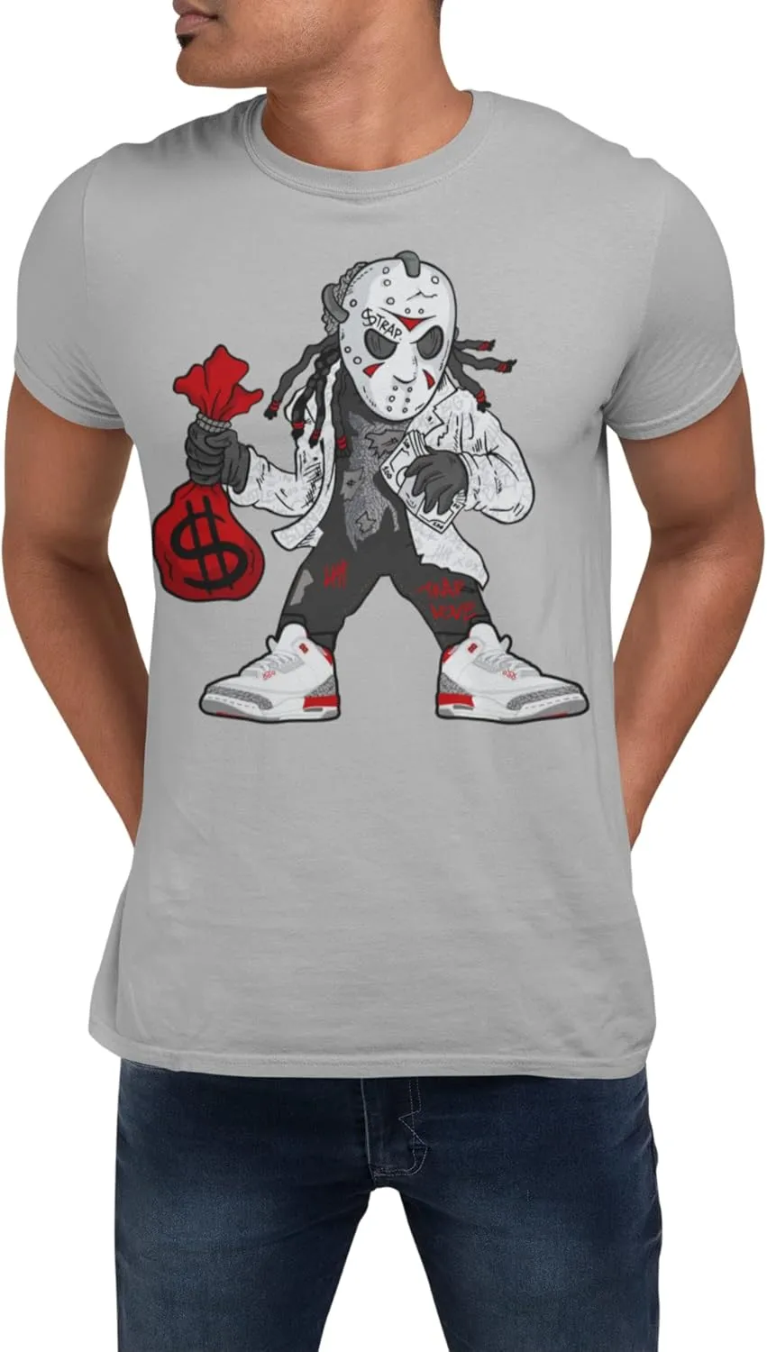 T Shirt to Match Jordan 3 Fire Red Hockey Mask Dude Men's, Jordan 3 Fire Red Tee Matching, Gift for Jordan 3s Tshirt