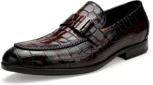 Tassel Loafer for Mens, Casual Crocodile Printed Tassel Dress Shoes Leather Slip-on Penny Loafer for Men