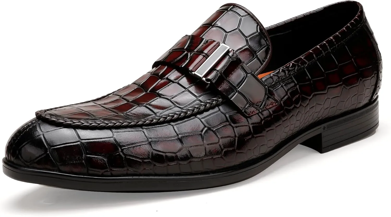 Tassel Loafer for Mens, Casual Crocodile Printed Tassel Dress Shoes Leather Slip-on Penny Loafer for Men