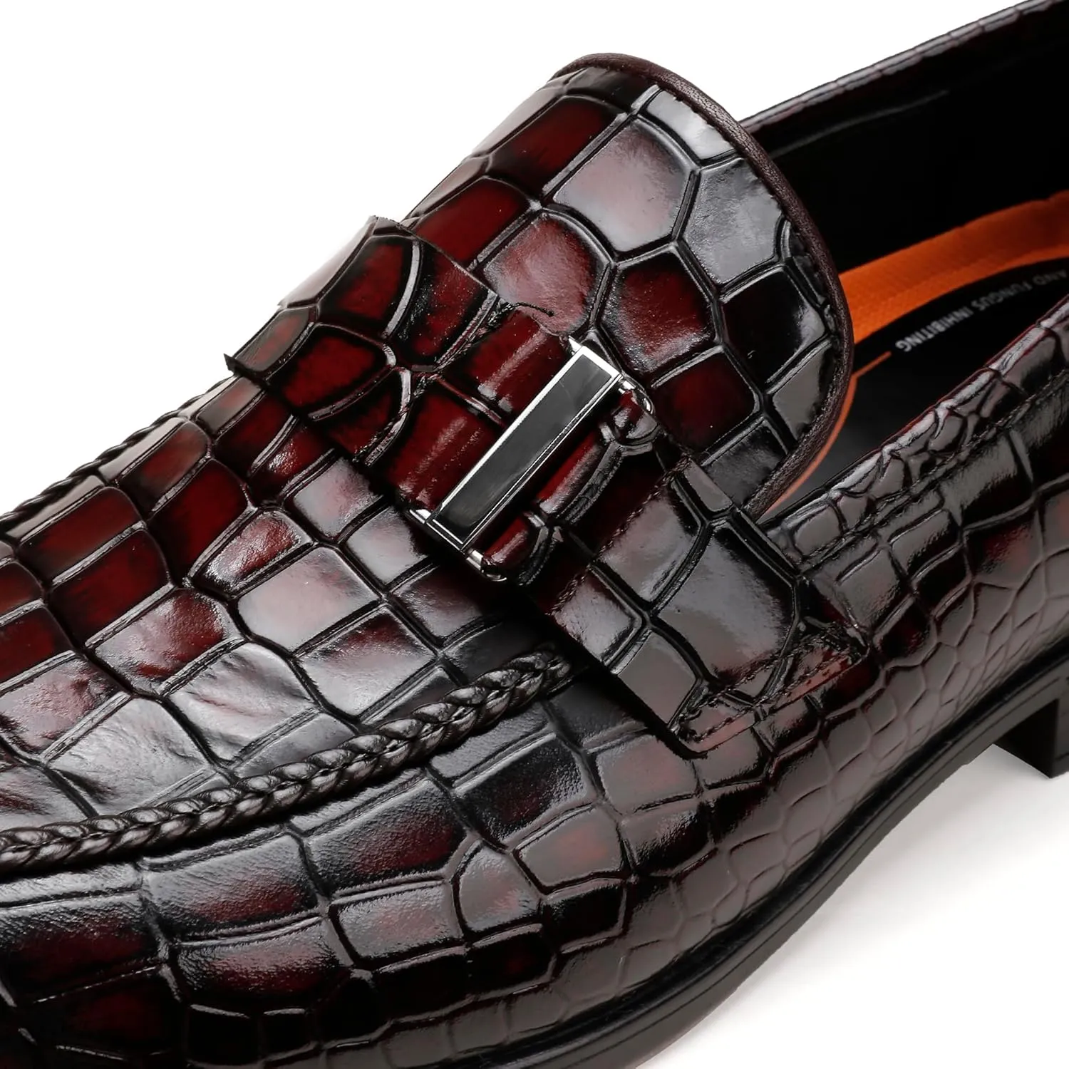 Tassel Loafer for Mens, Casual Crocodile Printed Tassel Dress Shoes Leather Slip-on Penny Loafer for Men