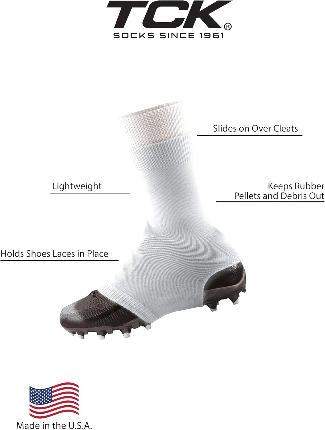 TCK Football Spat Cleat Covers - Lace Covers Youth and Adult Sizes for Boys Girls Men Women Soccer