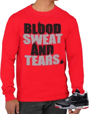 Tee Shirt to Match Jordan 4 Bred Reimagined Men's Retro Long Sleeve T-Shirt