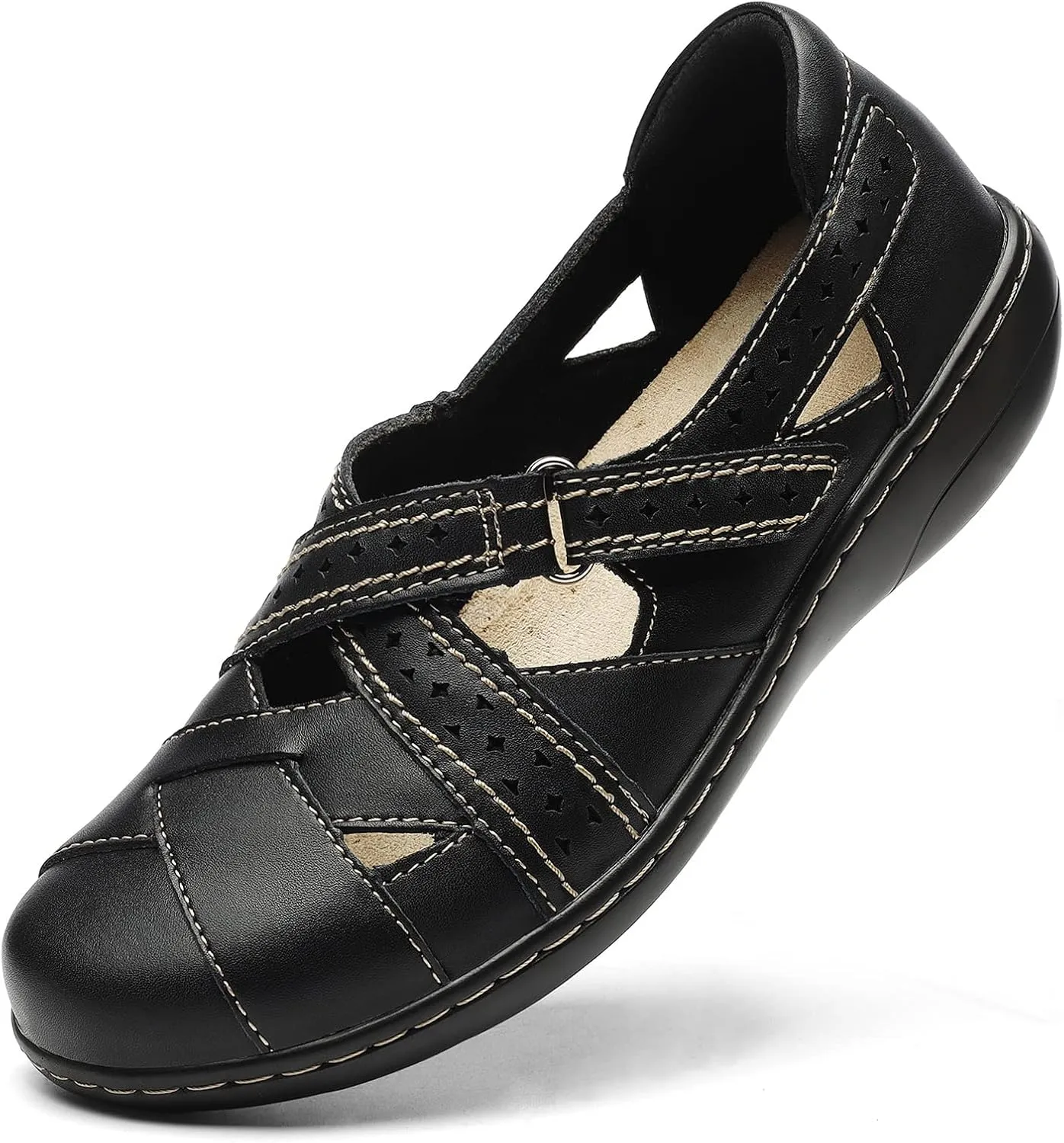 TERRIKAT Women's Casual Loafers Cute Slip On Comfort Walking Flats Leather Driving Moccasins Fashion Closed Toe Boat Shoes