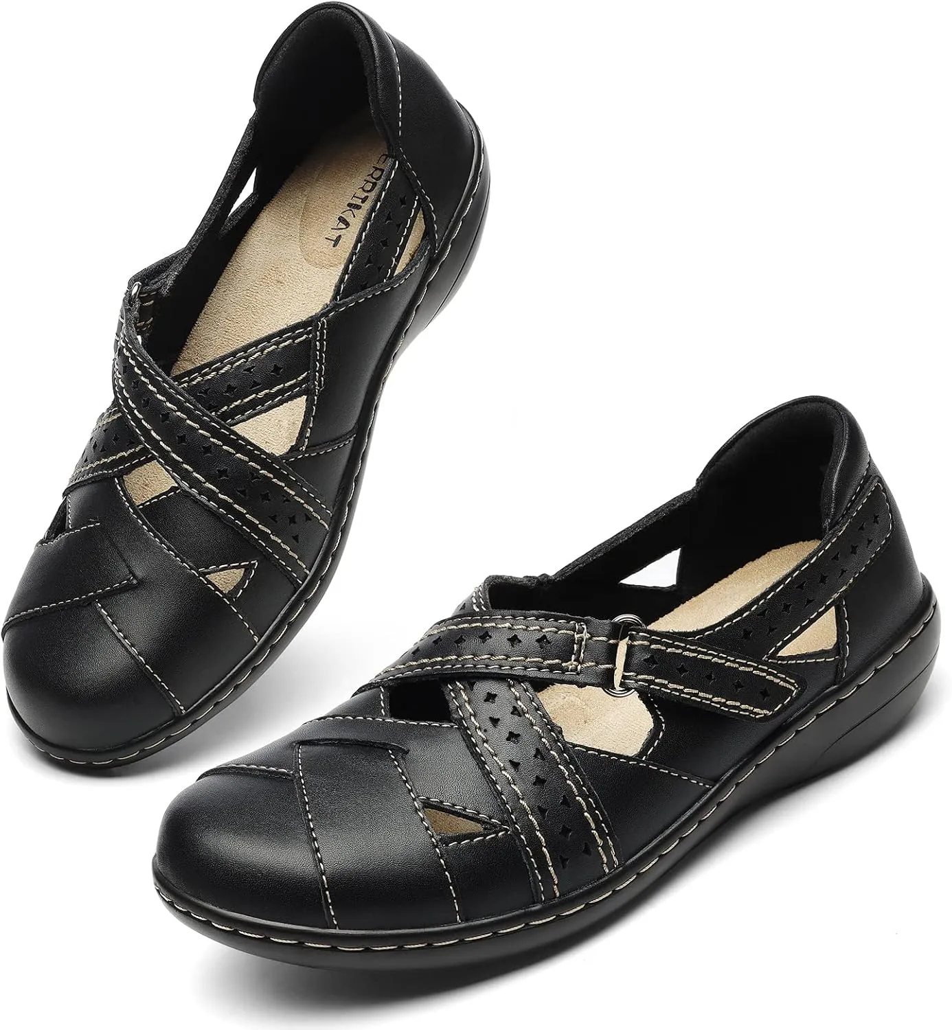 TERRIKAT Women's Casual Loafers Cute Slip On Comfort Walking Flats Leather Driving Moccasins Fashion Closed Toe Boat Shoes