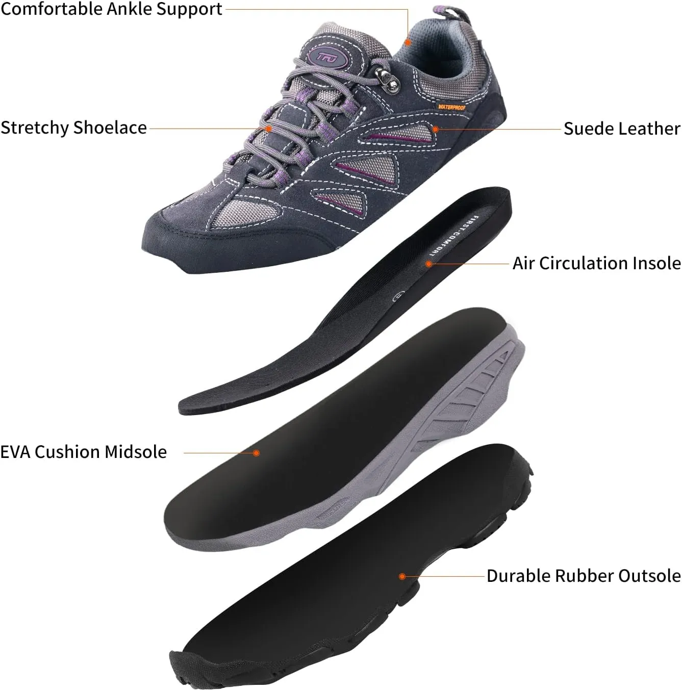 TFO Women's Air Cushion Hiking Shoe Breathable Running Outdoor Sports Trail Trekking Sneaker