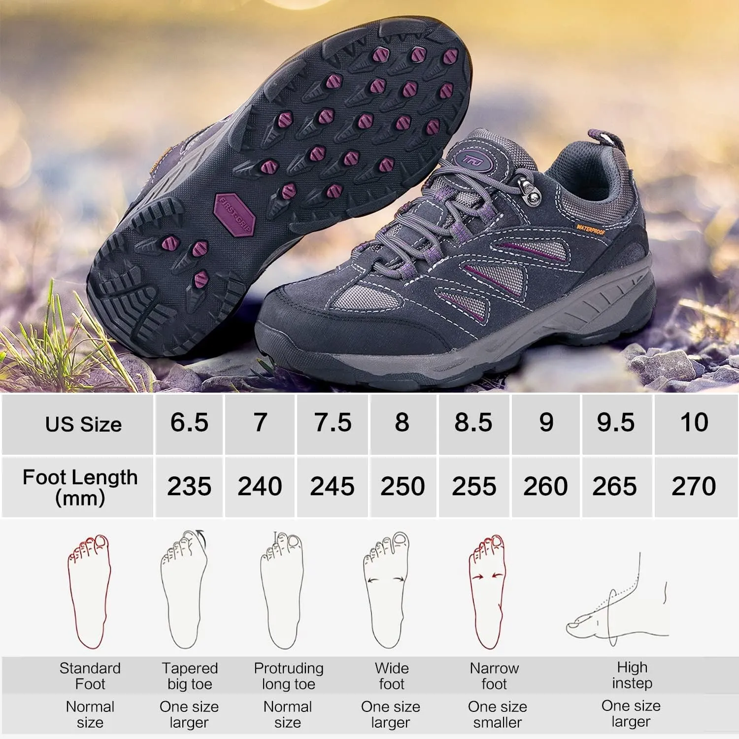 TFO Women's Air Cushion Hiking Shoe Breathable Running Outdoor Sports Trail Trekking Sneaker