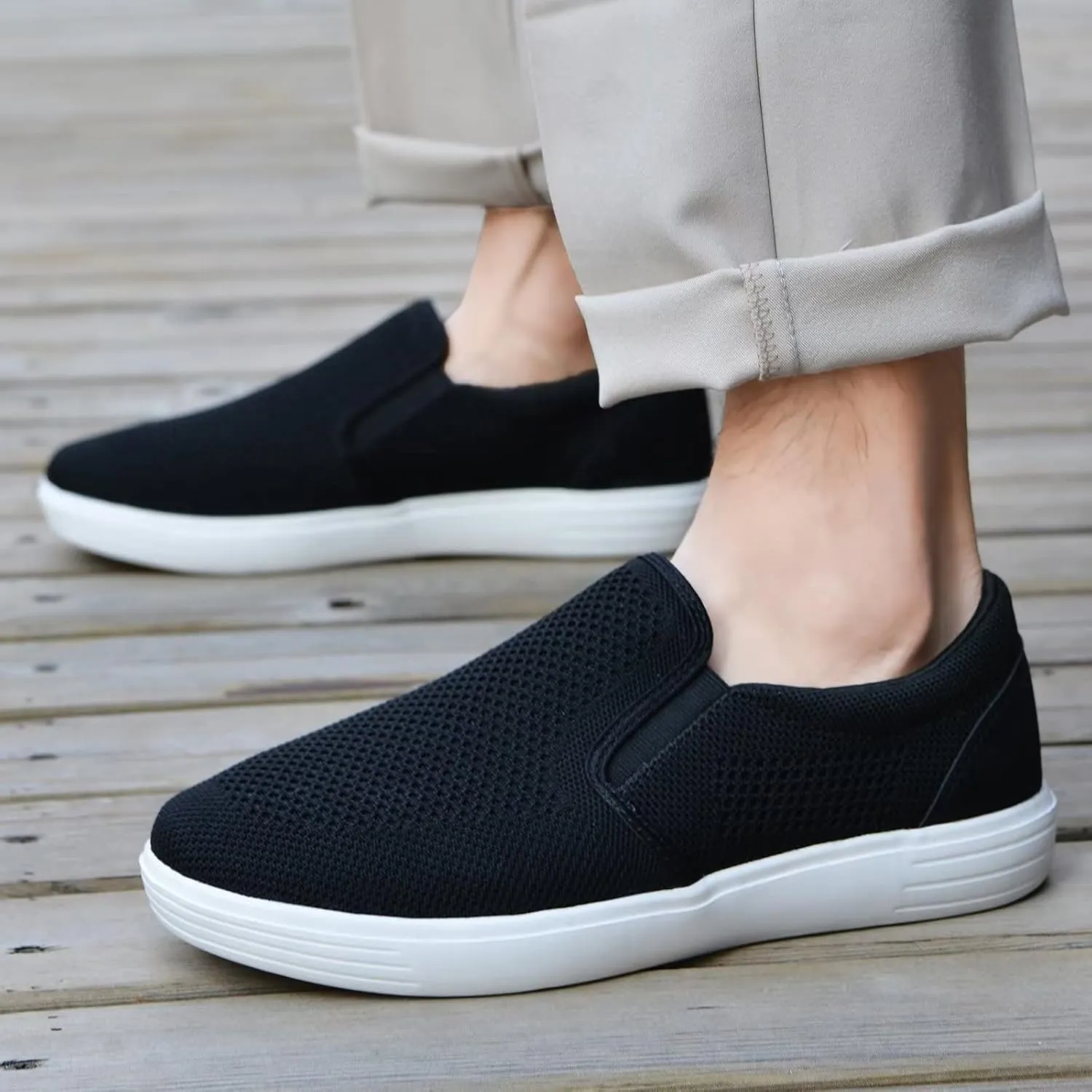 TIOSEBON Men's Mesh Slip on Walking Shoes-Comfortable Drving Loafer Fashion Sneaker