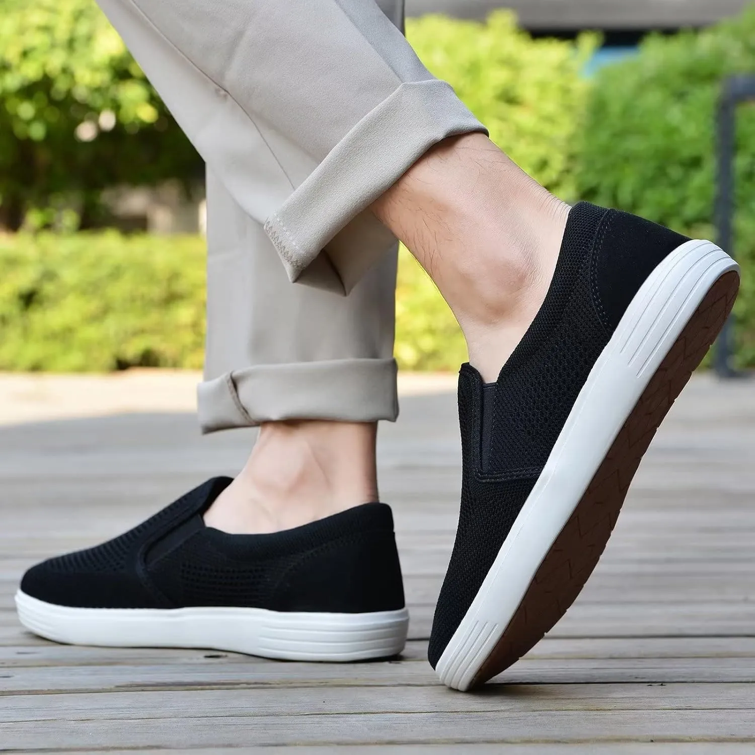TIOSEBON Men's Mesh Slip on Walking Shoes-Comfortable Drving Loafer Fashion Sneaker
