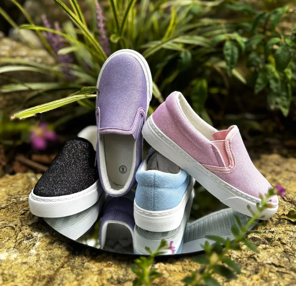 Toandon Toddler Girls Kids Sparkle Slip On Sneakers Loafers Age 2-10