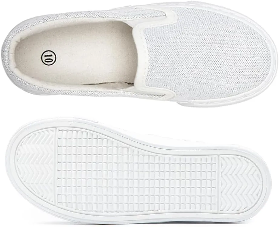 Toandon Toddler Girls Kids Sparkle Slip On Sneakers Loafers Age 2-10