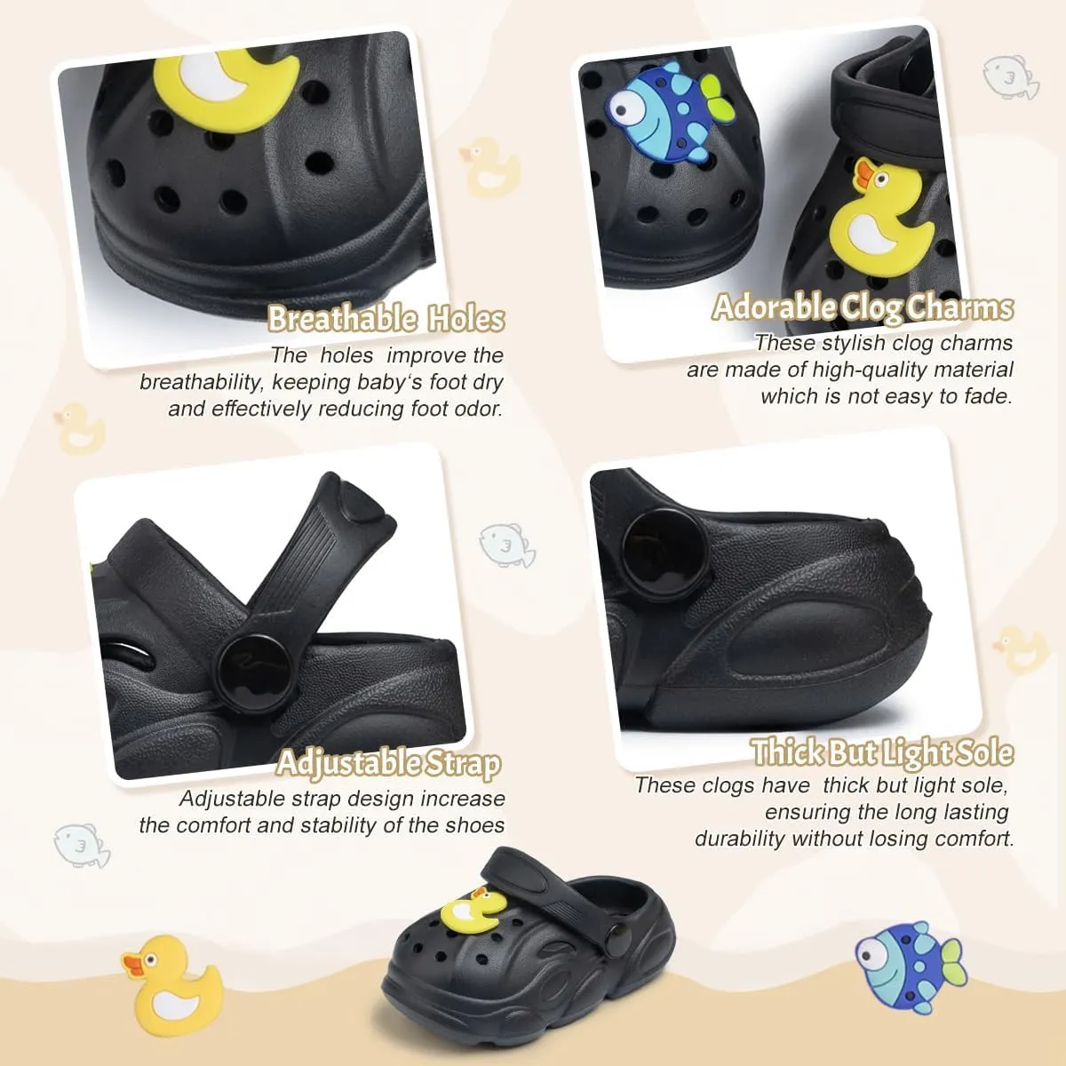 Toddler Cute Garden Clogs Boys Girls Slip On Shoes Summer Lightweight Outdoor Slides Sandals Infant Children Beach Pool Shoes (Toddler/Little Kids)