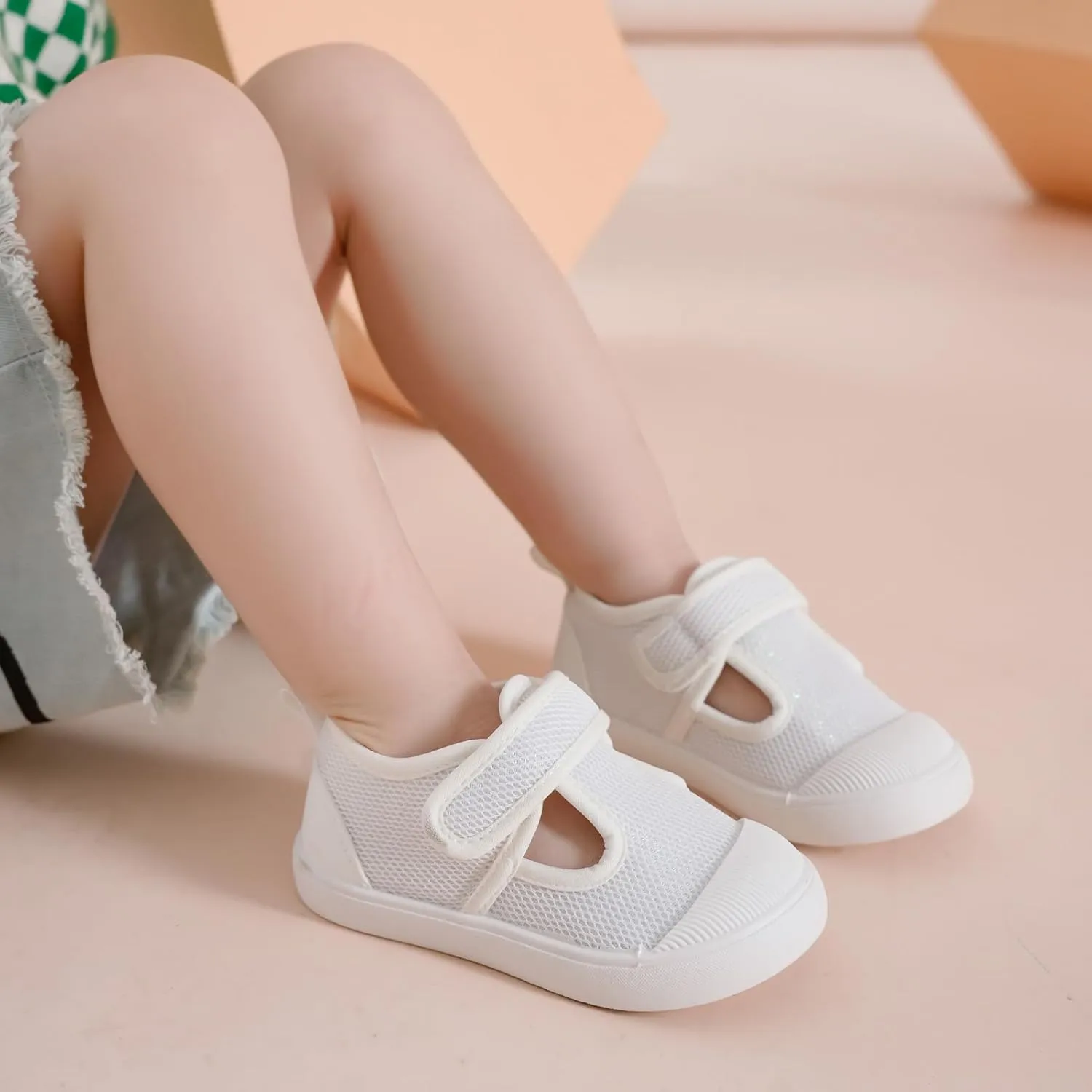 Toddler Girls Boys Shoes Kids Canvas Sneakers with Cartoon Print Adjustable Strap